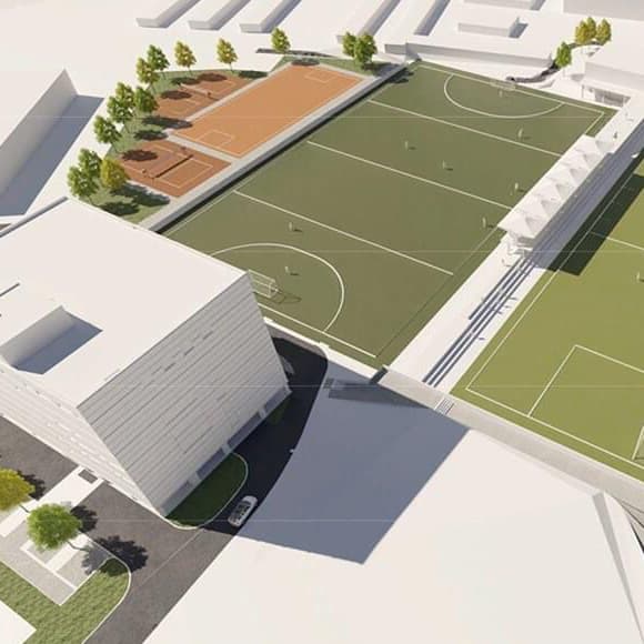 Ilustrační vizualizace návrhu rekonstrukce sportovního areálu ve Kbelích